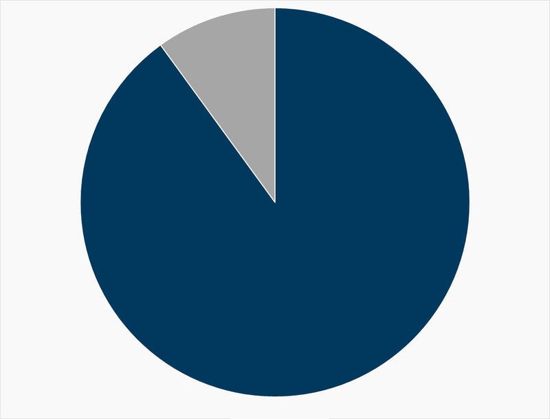 Kreisdiagramm 90% Daunen und 10% Federn