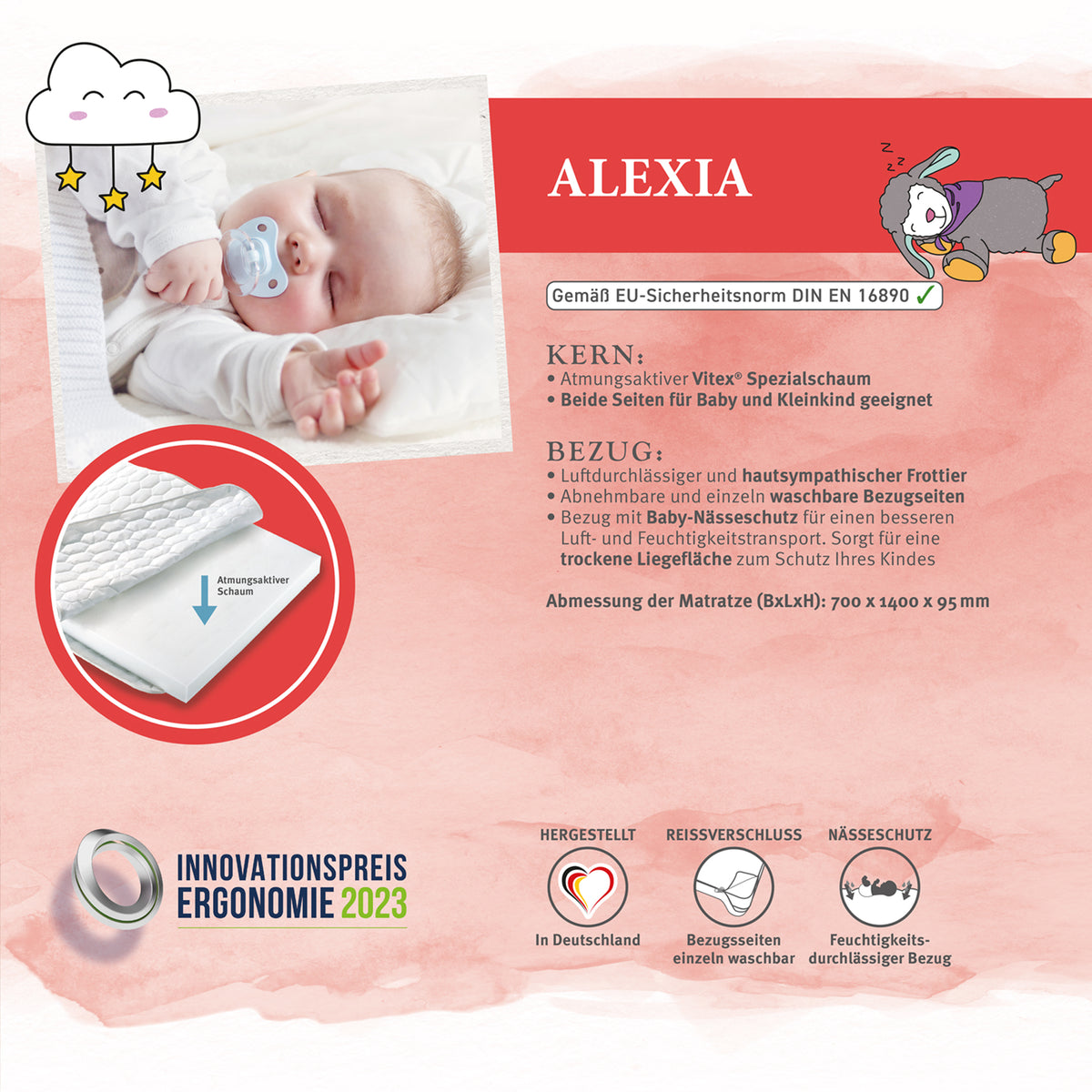 Kindermatratze Alexia 70x140 cm